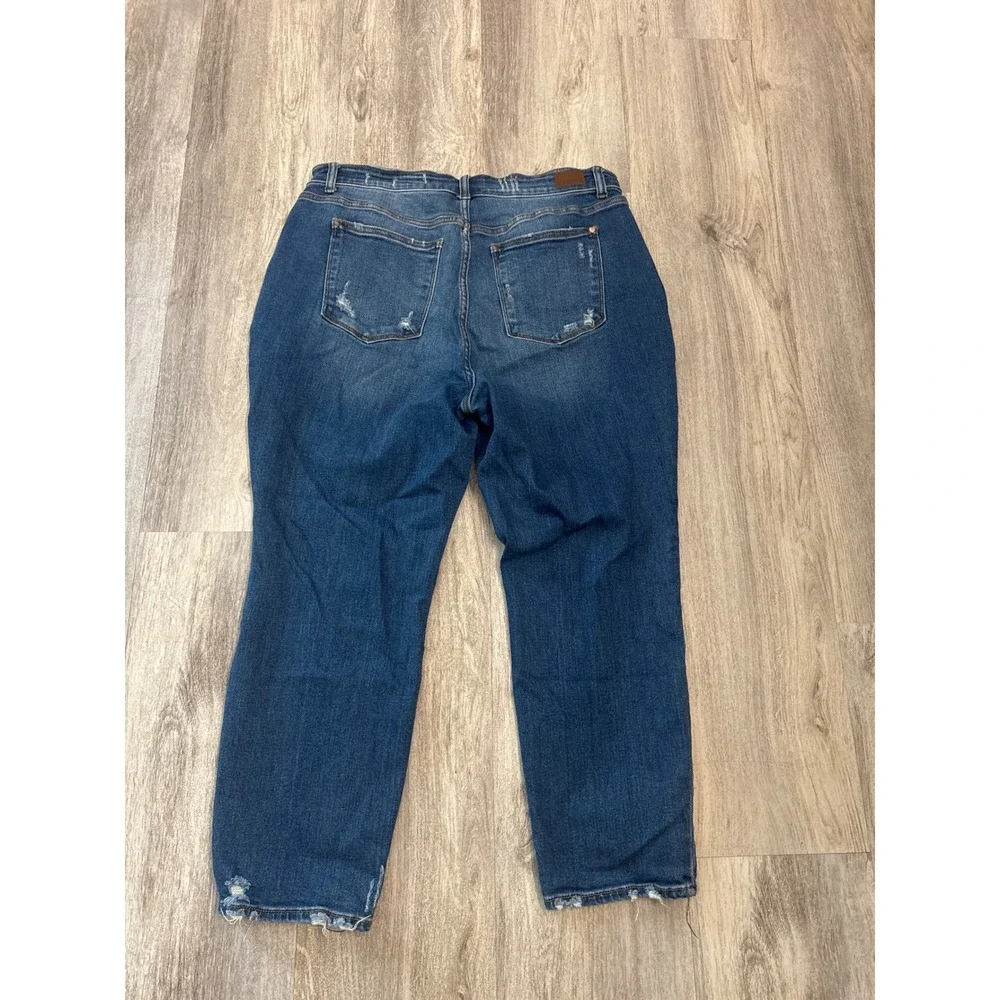 Judy Blue Slim Fit High Rise Dark Wash Distressed Hem Jeans 18W